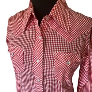 Vintage JCPenney Red Checkered Shirt with pearl snaps